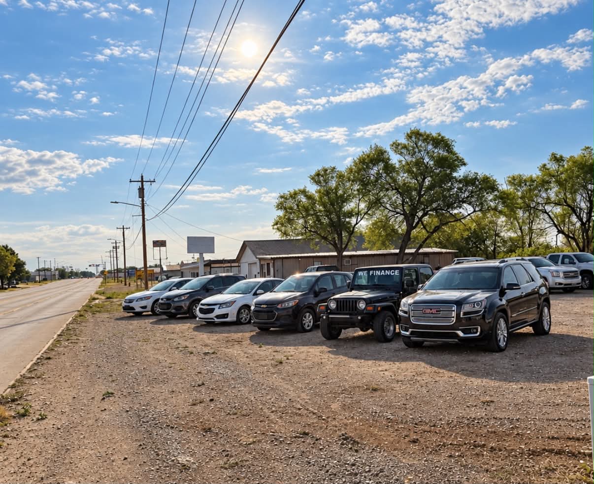 Vehicles at the 3 B Auto Sales lot on West Broadway Street in Altus, Oklahoma